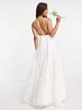 ASOS Ivory Strappy Low Back Organza Gown